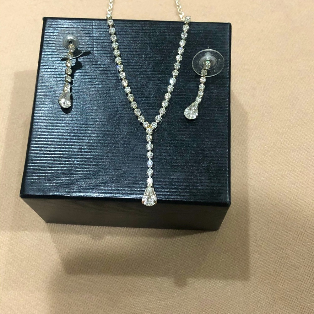 CZ earring and necklace wedding set